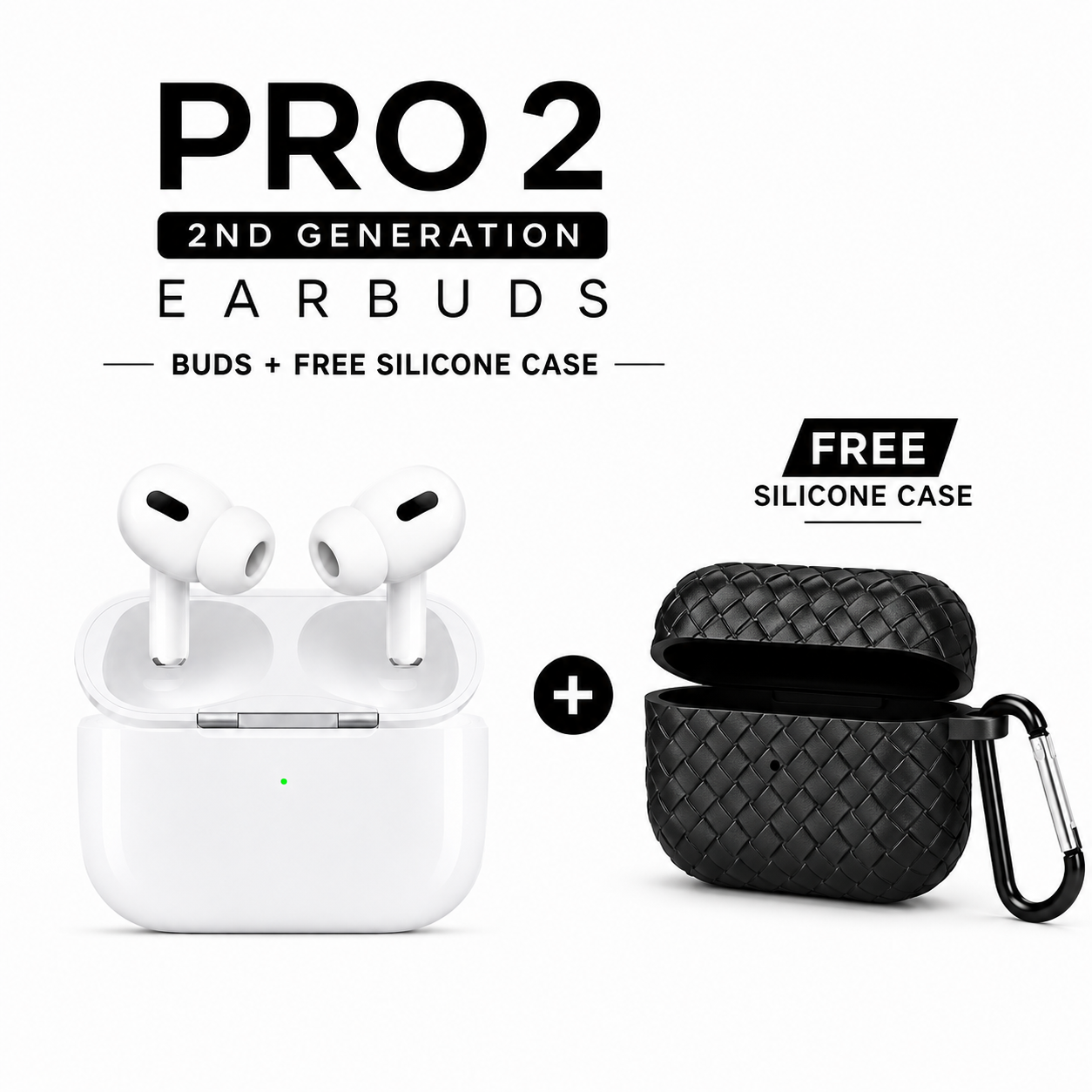 Pro 2 Wireless Earbuds (2nd Generation Style) + FREE Premium Silicone Protective Case