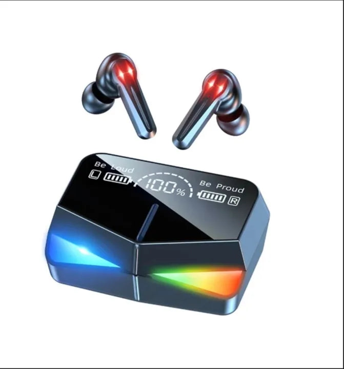 M28 Gaming Earbuds Bluetooth 5.3 TWS Wireless Earbuds with LED Display & RGB Lights