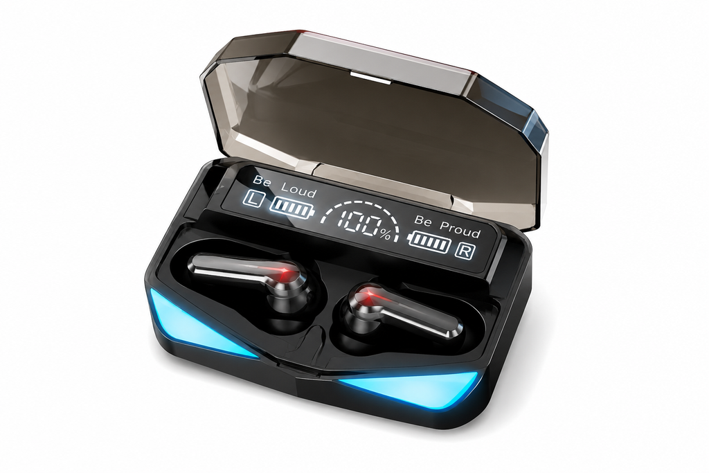 M28 Gaming Earbuds Bluetooth 5.3 TWS Wireless Earbuds with LED Display & RGB Lights