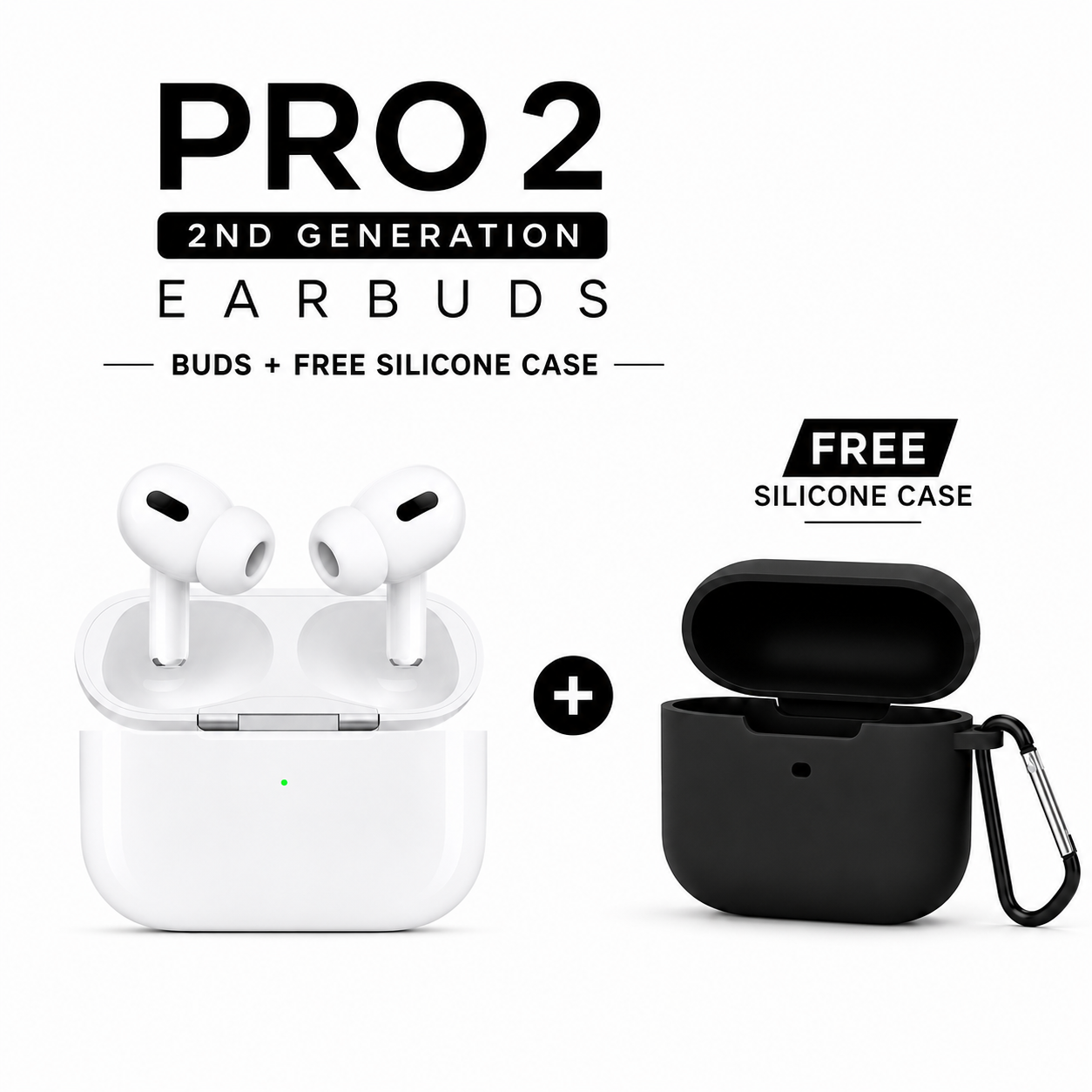 Pro 2 Wireless Earbuds (2nd Generation Style) + FREE Premium Silicone Protective Case