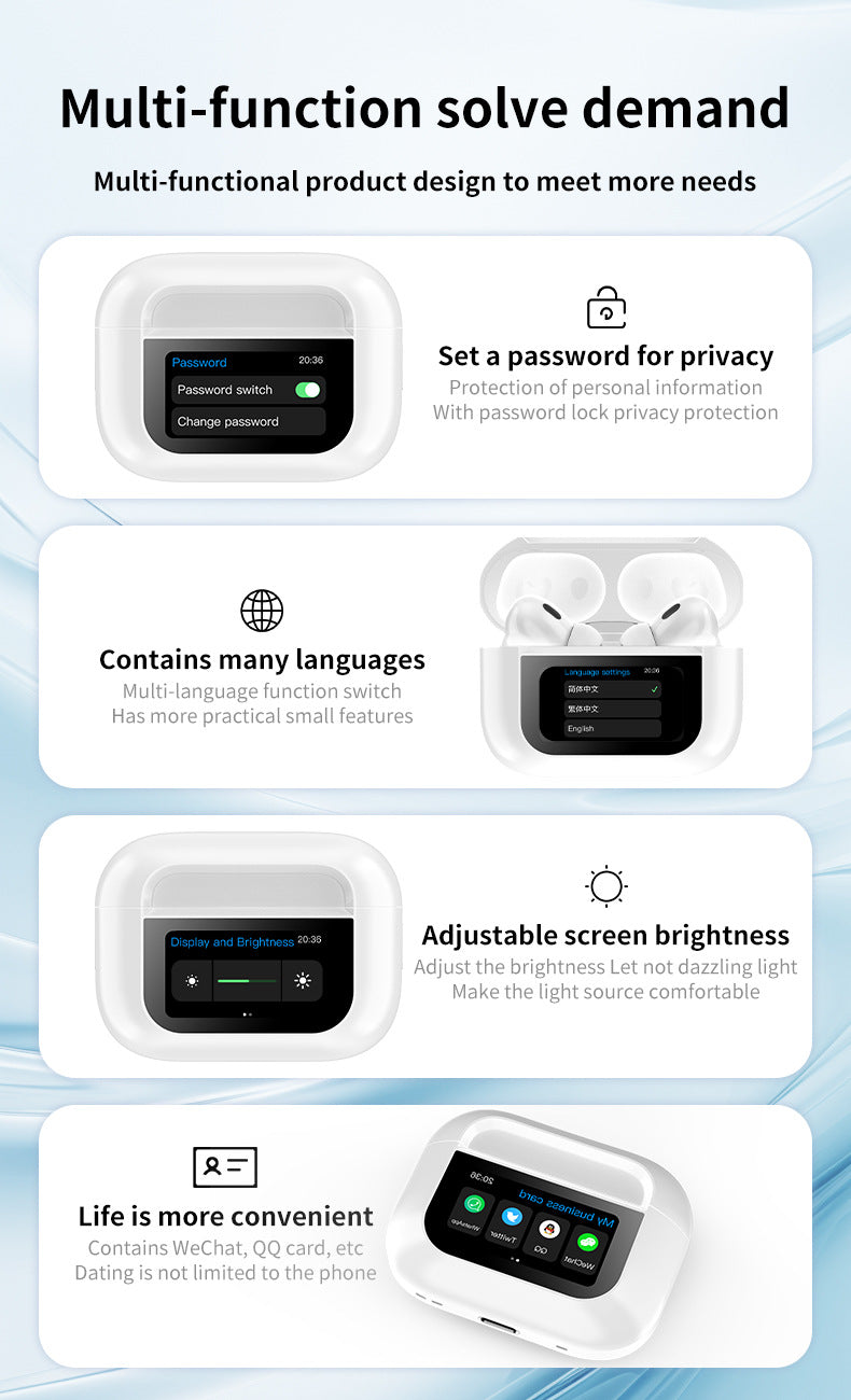 V20 PRO DISPLAY SCREEN AIRPODS [with app] ANC/ENC + create custom wallpapers